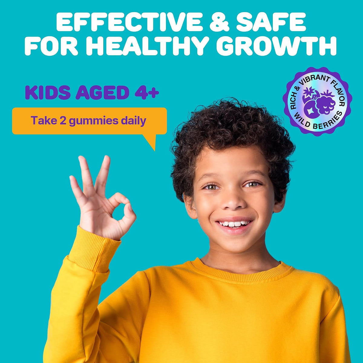 Height Growth Gummies for Children - Growth Vitamins for Teens, Height Increase Multivitamin with Calcium, Vitamin D3, K2, Magnesium, Zinc, 60 Count - görsel 4