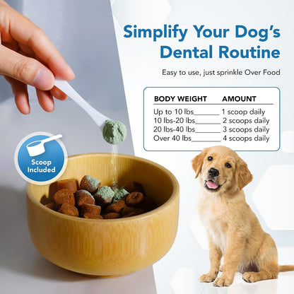 Spanielbuns Dental Powder for Dogs - Plaque Control & Tartar Remover, Breath Freshener with Probiotics (80 g)