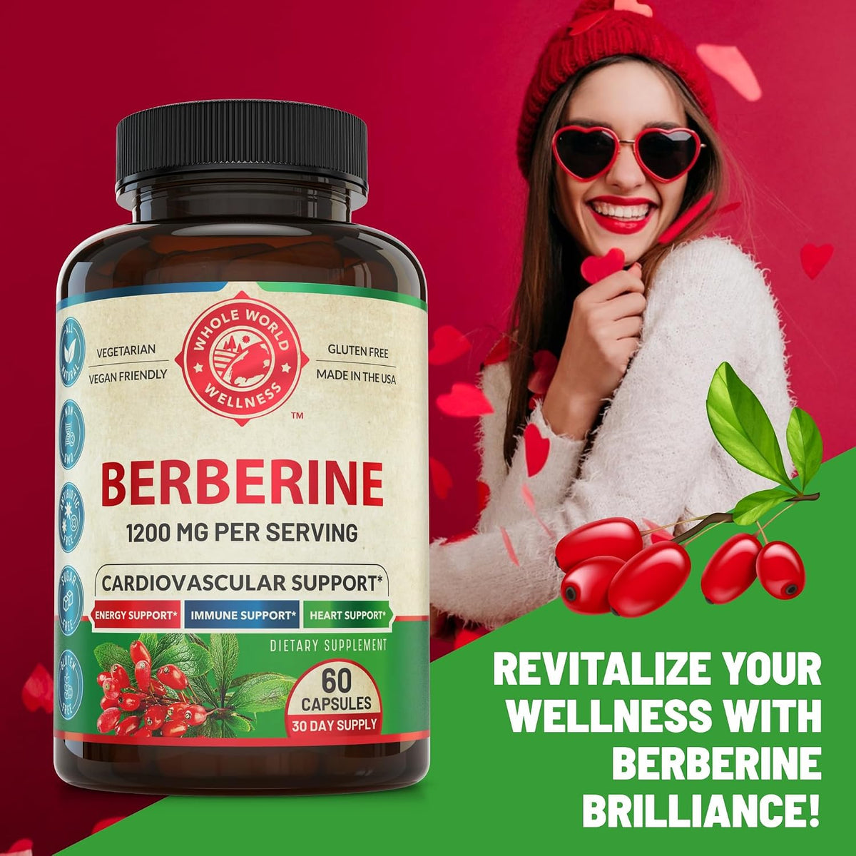 1200mg Berberine Herbal Health Capsules – Heart & Cardiovascular Support, 60 Capsules - görsel 2