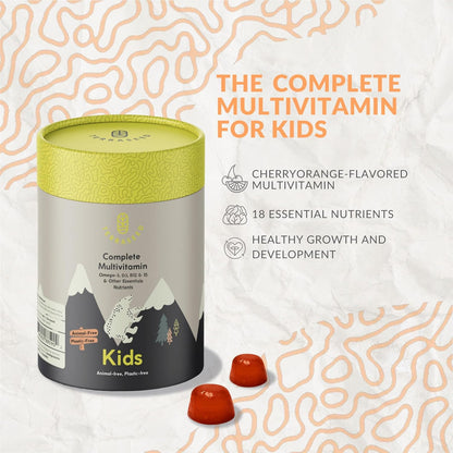Terraseed Complete Kids Multivitamin Gummies - Omega-3-6-9, Vitamin C, Zinc, B12 - Vegan Gummies for Children 2+ (60 Gummies)