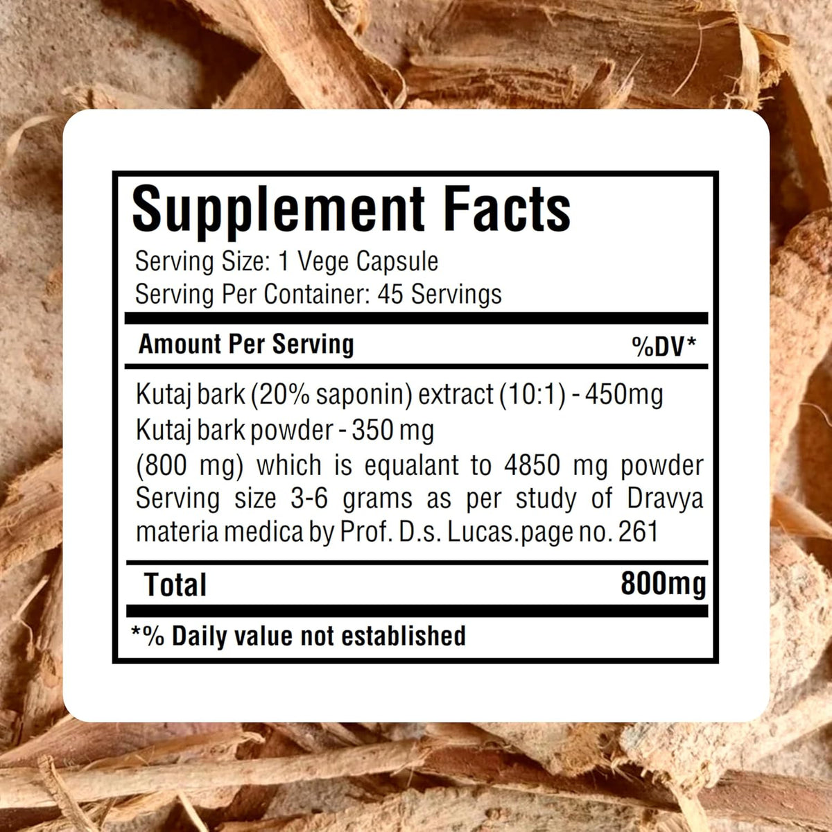 Herbsforever Kutaja Capsules - Holarrhena Antidysenterica Digestive Care - 45 Vegetable Capsules, 800 mg Each - görsel 3