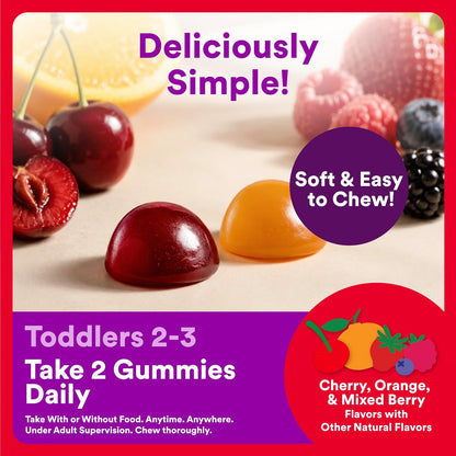 SmartyPants Organic Toddler Multivitamin & Probiotics Gummies, 60 Count (30 Day Supply)
