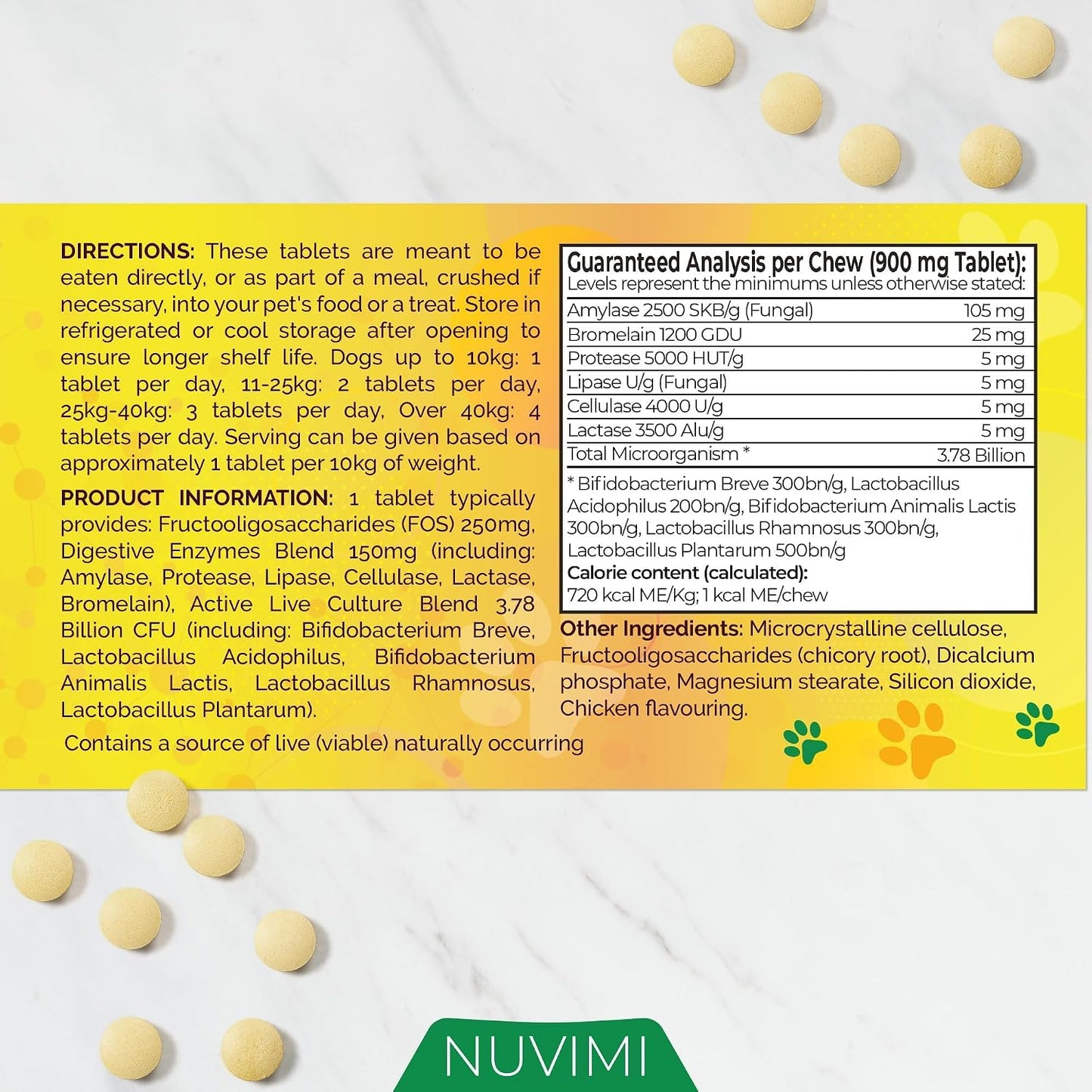 NUVIMI Probiotics for Dogs - 120 Chicken Flavour Tablets with Prebiotics - görsel 7
