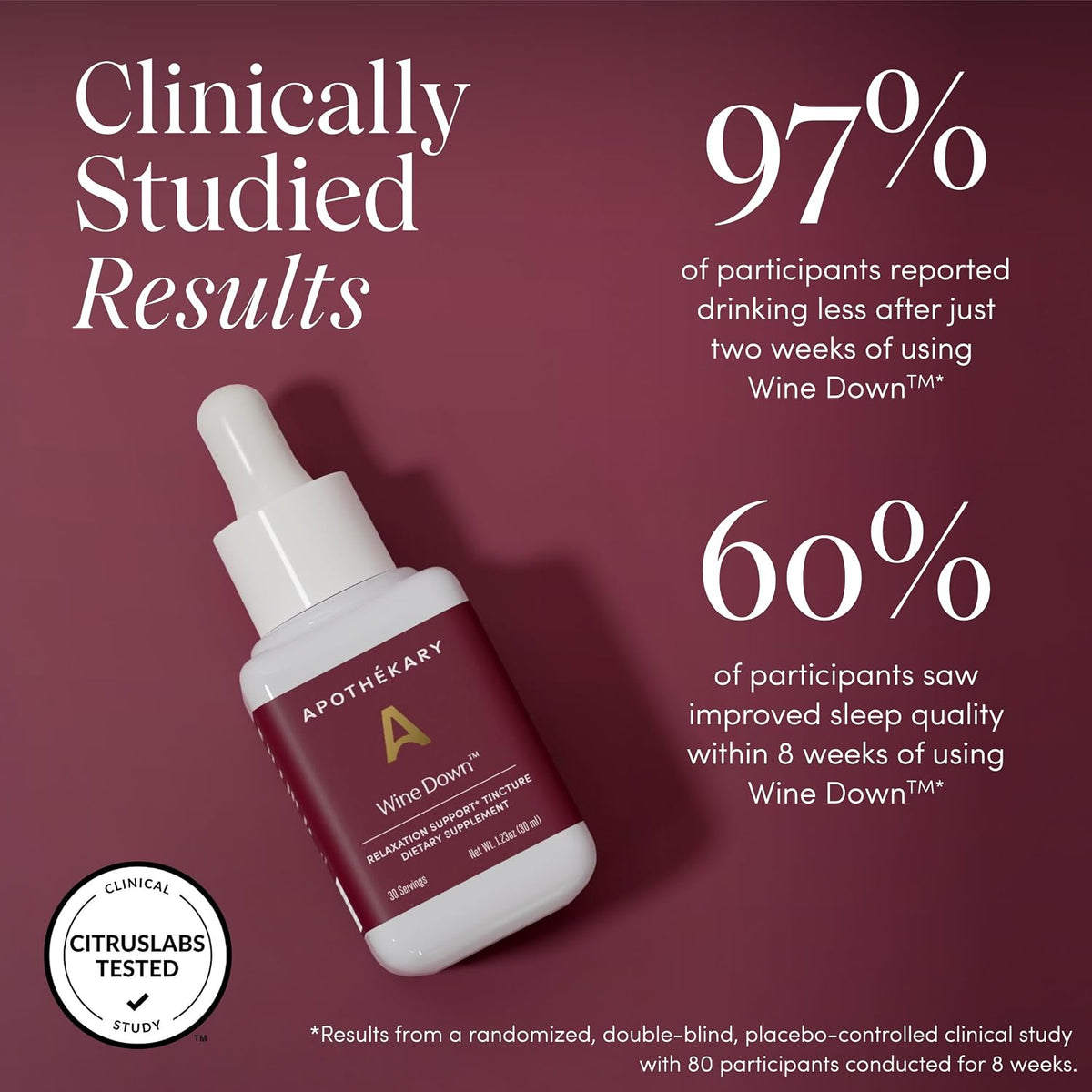 Apothékary Wine Down, Relaxation & Sleep Support Liquid Herbal Drops, Alcohol-Free, Clinically Tested, Certified Gluten-free, Certified Vegan & Cruelty-Free, Third-party Tested, 118 ml, 100 Servings - görsel 6