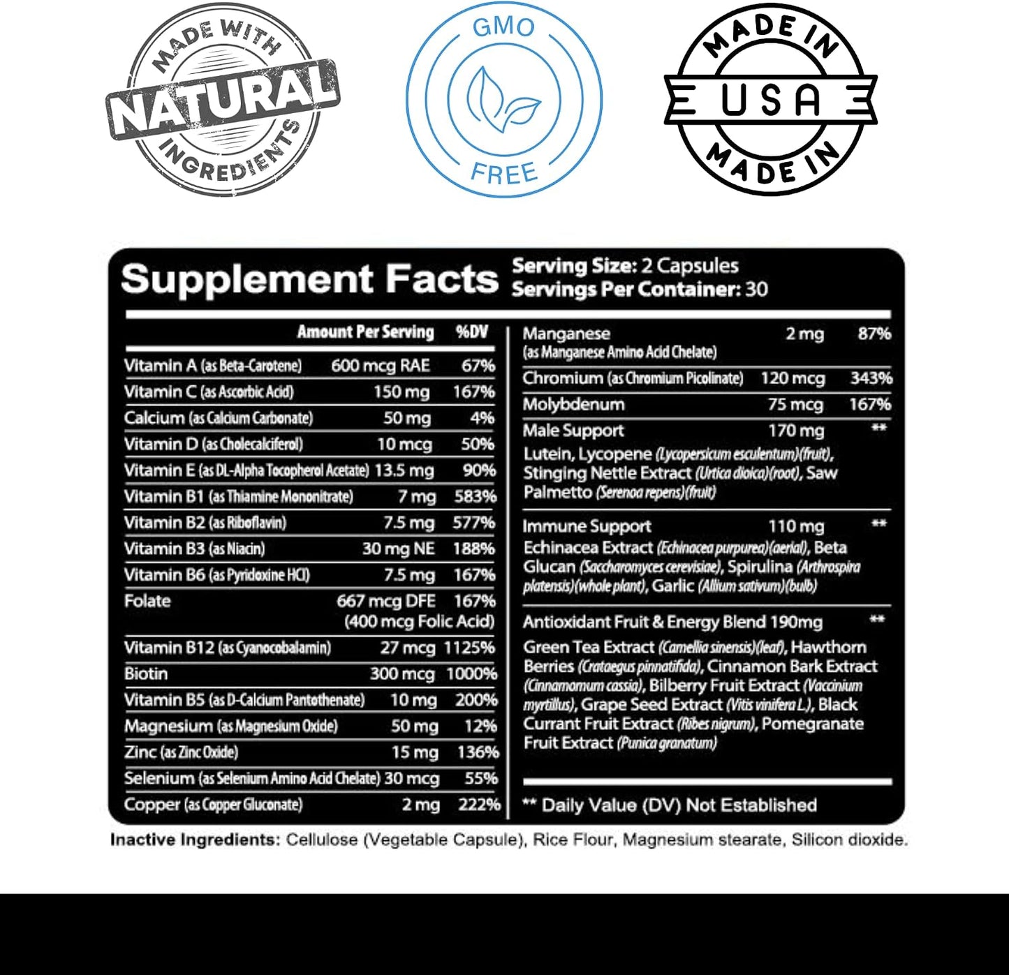 Kaya Naturals Multivitamin for Men - Men's Prostate Multivitamin - Multi Mineral Daily Supplement - Pills for Men - Supports Healthy Prostate - Vitaminas para Hombres - 60 Veggie Capsules - görsel 5