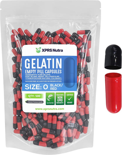 XPRS Nutra Size 0 Empty Gelatine Capsules – 500 Capsules for DIY Supplement Filling