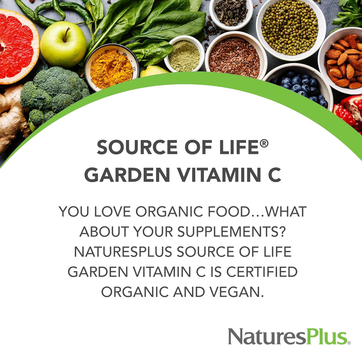 Nature's Plus Source of Life Garden Vitamin C 500 mg, 60 Capsules - görsel 3