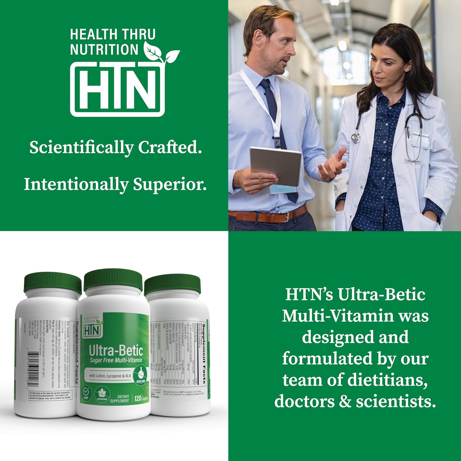 Health Thru Nutrition Ultra-Betic Multivitamin 120 Tablets | Supports Nerve, Vision, Energy | with ALA, Lycopene | Non-GMO, Clean Label | Third-Party Tested for Quality - görsel 5