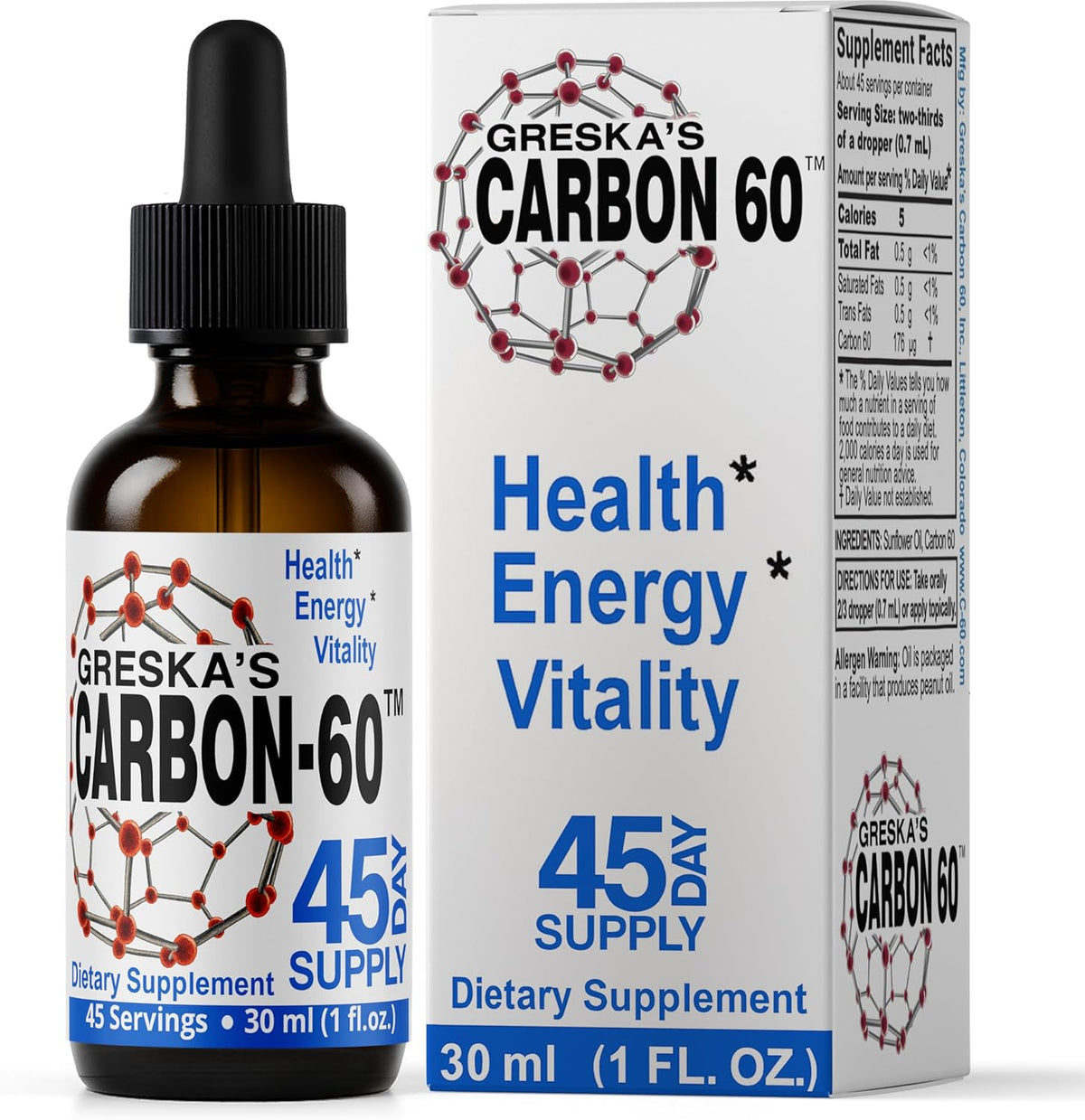 Greska's Carbon 60 in Organic Sunflower Oil - 15 Day Supply - Solvent-Free C60 Antioxidant Formula for Cellular Support, Vitality, Focus and Overall Wellness (10ml) - görsel 9