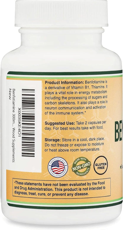 Benfotiamine 300mg Servings - 120 Capsules - Double Wood