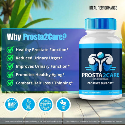 IDEAL PERFORMANCE Prosta2Care for Men Capsules, Prostate Health Pills - Maximum Strength, All-Natural (60 Capsules)