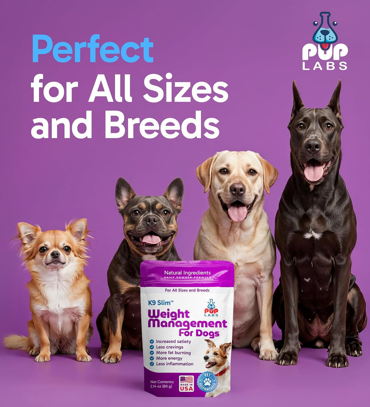 Pup Labs K9 Slim Dog Weight Loss Supplement - Natural Weight Management Dog Food Topper, 60 g - görsel 8