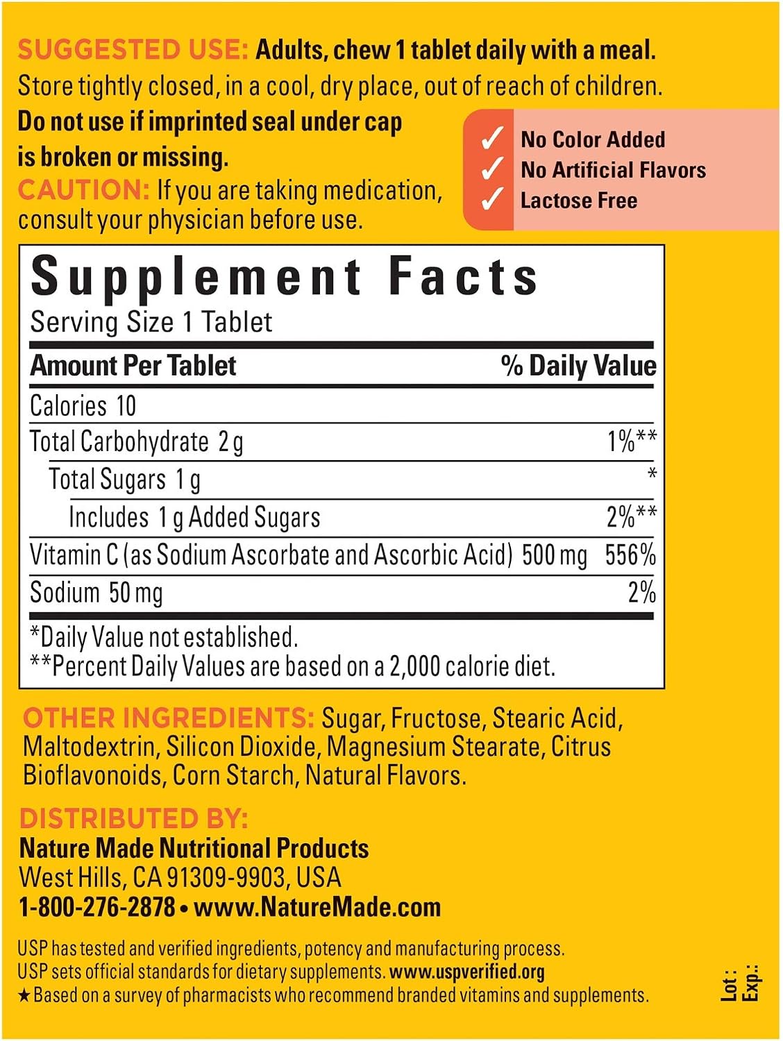 Nature Made Chewable Vitamin C 500 mg Tablets, 150 Count - görsel 2