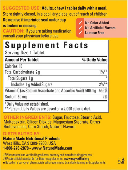 Nature Made Chewable Vitamin C 500 mg Tablets, 150 Count