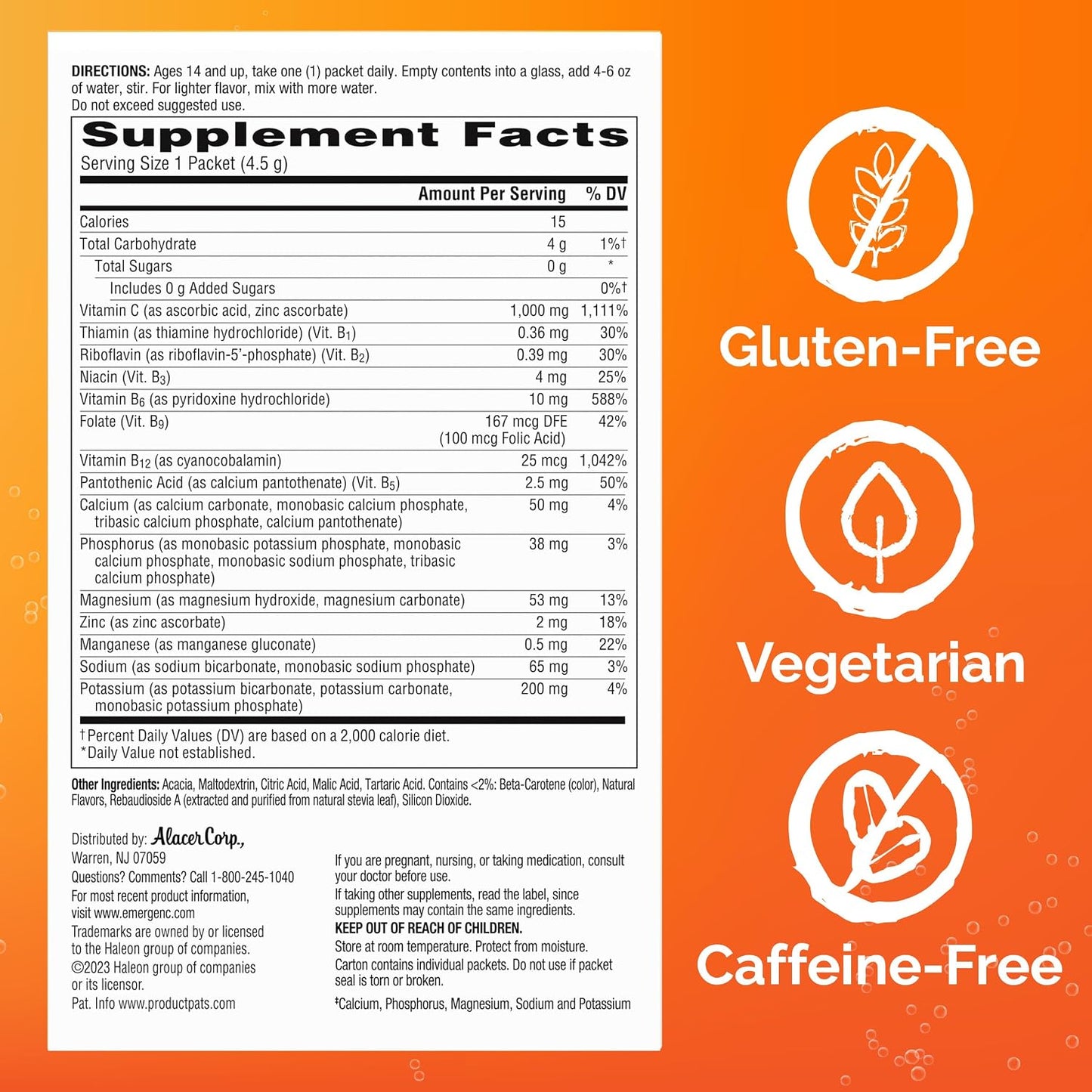 Emergen-C Zero Sugar Vitamin C Powder - Raspberry Lemonade (36 Sachets) - görsel 6