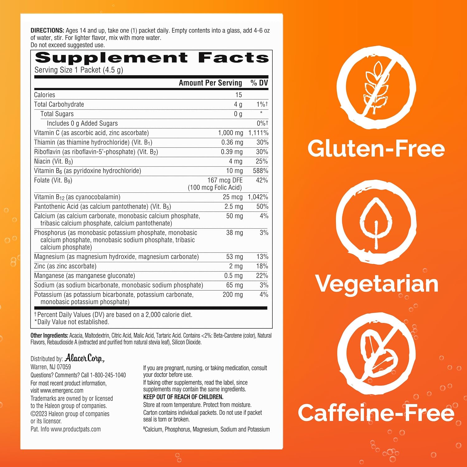 Emergen-C Zero Sugar Vitamin C Powder - Raspberry Lemonade (36 Sachets) - görsel 6