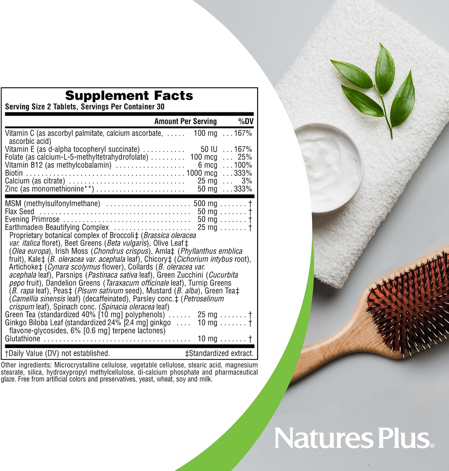 Natures Plus Hair, Skin & Nails - 60 Vegan Tablets - görsel 4