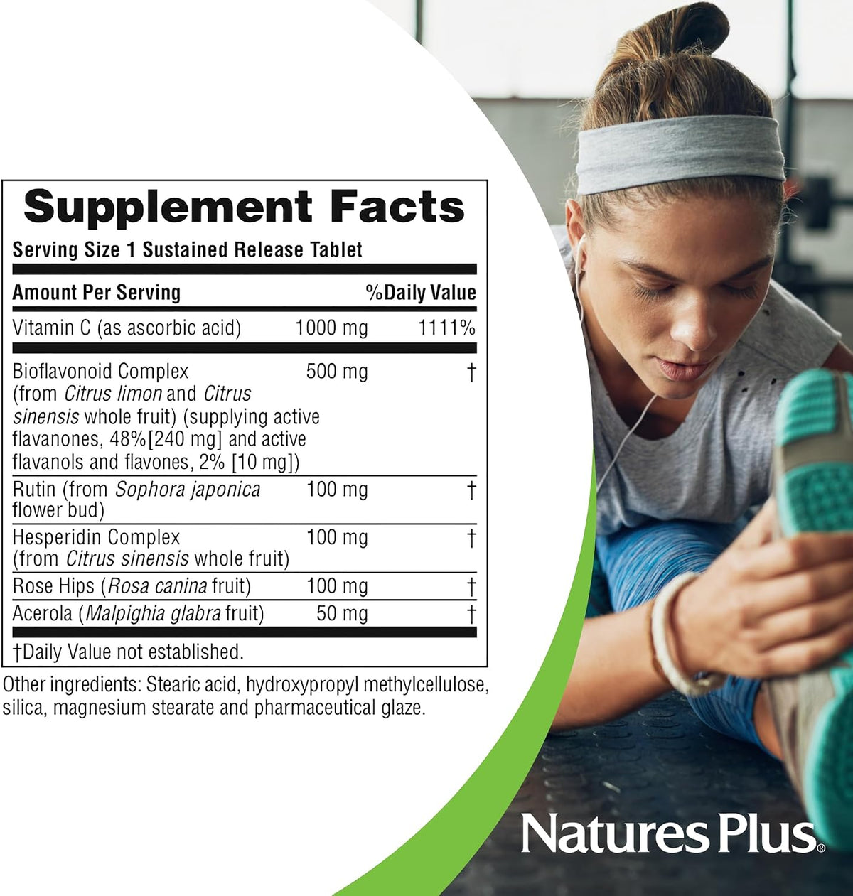 NaturesPlus Super C Complex, Sustained Release - 1000 mg Vitamin C with 500 mg Bioflavonoids - 60 Tablets - görsel 5