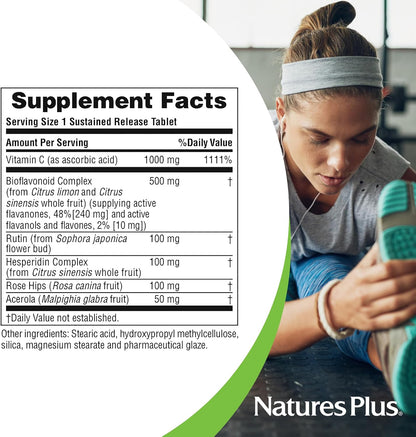 NaturesPlus Super C Complex, Sustained Release - 1000 mg Vitamin C with 500 mg Bioflavonoids - 60 Tablets