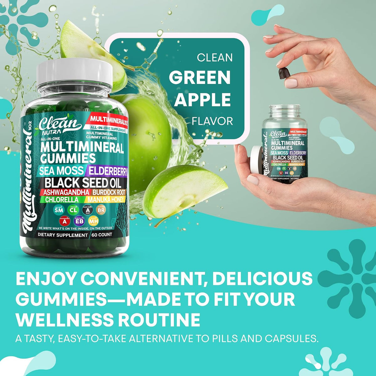 Sea Moss Gummies | Black Seed Oil, Ashwagandha, Elderberry - Vegan Irish Sea Moss Vitamins - görsel 7
