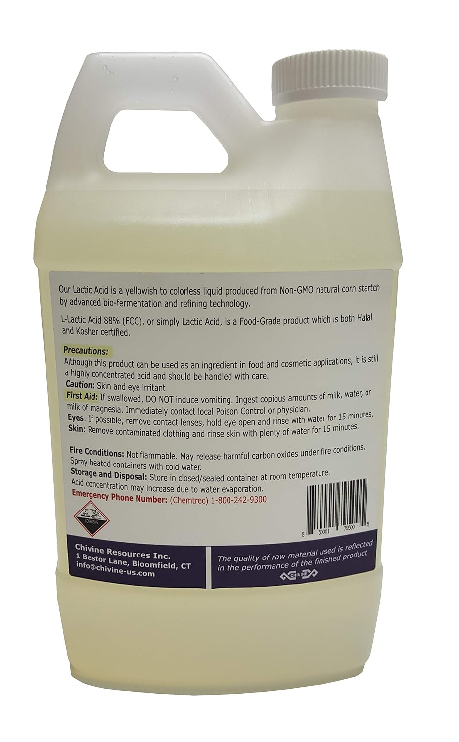 Lactic Acid 88% (Solution) Food Grade, Non-GMO, Kosher and Halal Certified - görsel 1