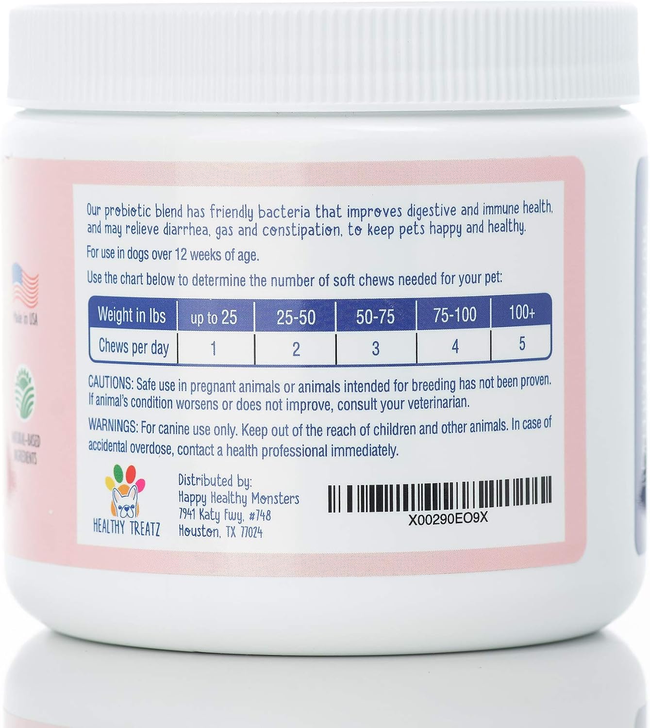 HealthyTreatz Probiotics for Dogs – 2 Billion CFU, 6 Strains with Digestive Enzymes – Gut Health, Diarrhoea Relief, Gas, Itchy Skin & Seasonal Allergy Support – Made in USA – Soft Chews, 120 ct - görsel 6