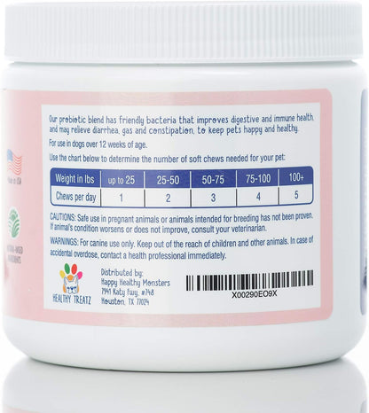 HealthyTreatz Probiotics for Dogs – 2 Billion CFU, 6 Strains with Digestive Enzymes – Gut Health, Diarrhoea Relief, Gas, Itchy Skin & Seasonal Allergy Support – Made in USA – Soft Chews, 120 ct