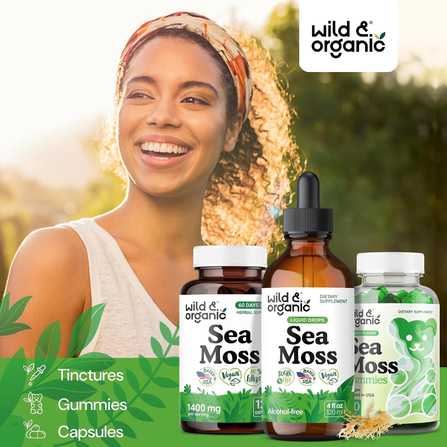 Wild & Organic Sea Moss Drops - Irish Sea Moss & Bladderwrack Liquid Tincture - Vegan, Alcohol-Free - 118 ml - görsel 8