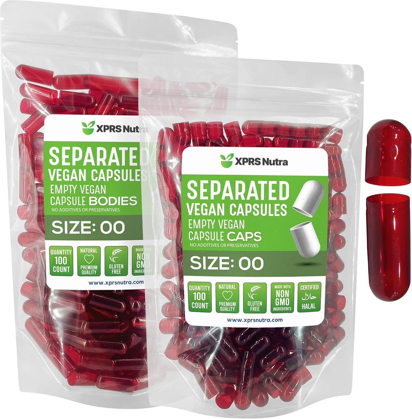 XPRS Nutra Vegan Size 00 Pre-Separated Capsules - 1000 Count Premium Empty Capsules in Bags - görsel 8