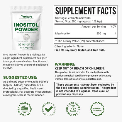 Pure Inositol Powder, 1 kg - Hormonal Balance and Ovarian Health