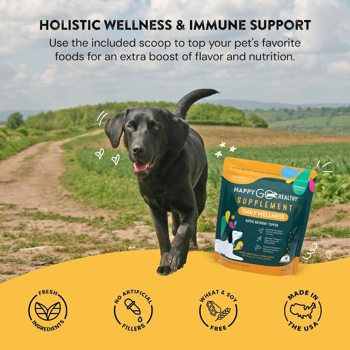 Happy Go Healthy Daily Wellness Supplements for Dogs - Probiotic & Prebiotic with Fish Oil & Seaweed, 120 Count - görsel 4