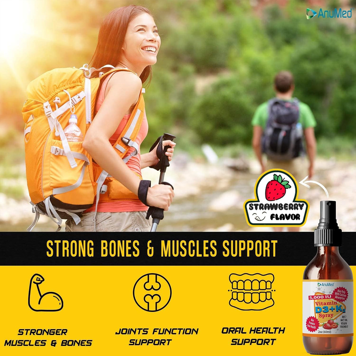 Vitamin D3 K2 5000 IU Liquid Spray with Vitamin A & Organic MCT Oil (Strawberry, 60 ml) - görsel 3