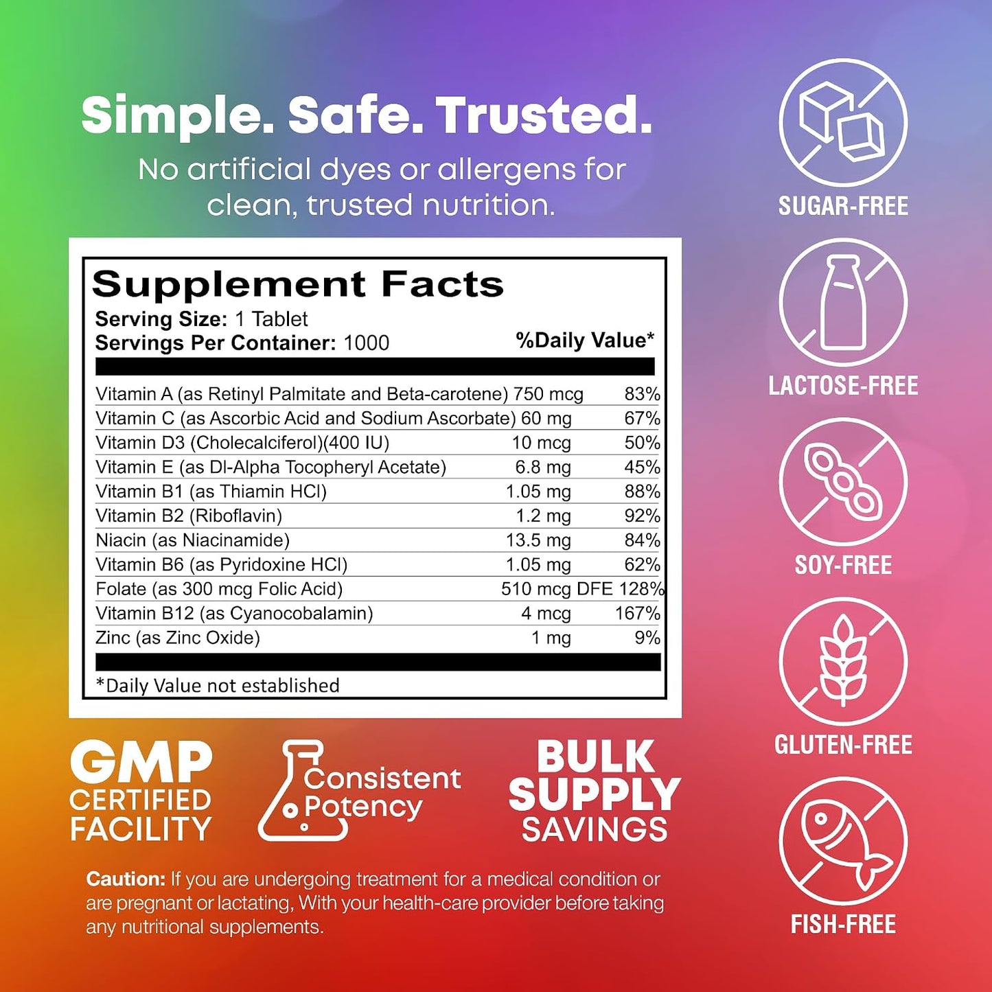 NutraBulk Children's Multivitamin – Chewable Animal Shapes & Fruity Flavours, No Artificial Colours, 1000 Tablets - görsel 6