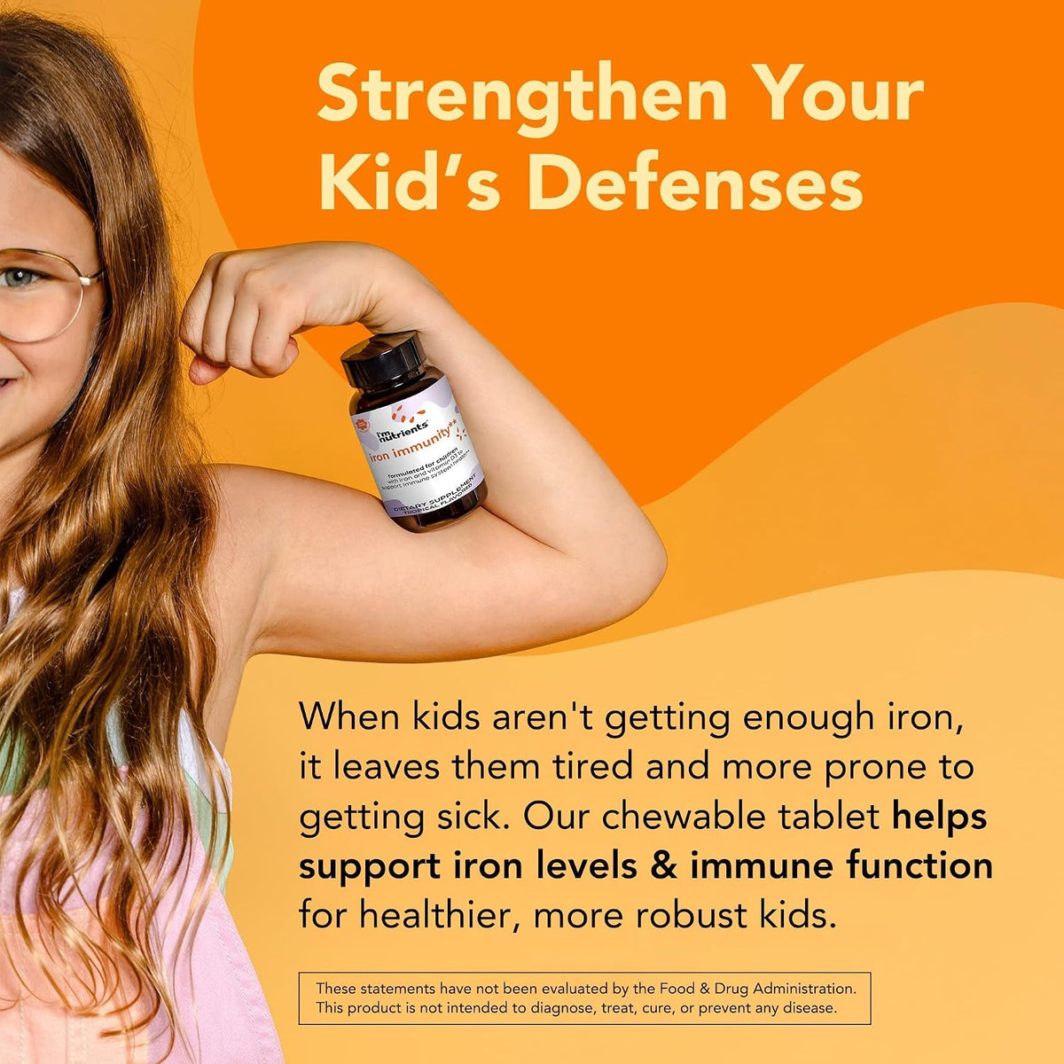 I’m Nutrients Iron Immunity – Kids Iron Supplement with Vitamin C & D3, 60 Chewable Tablets - görsel 7