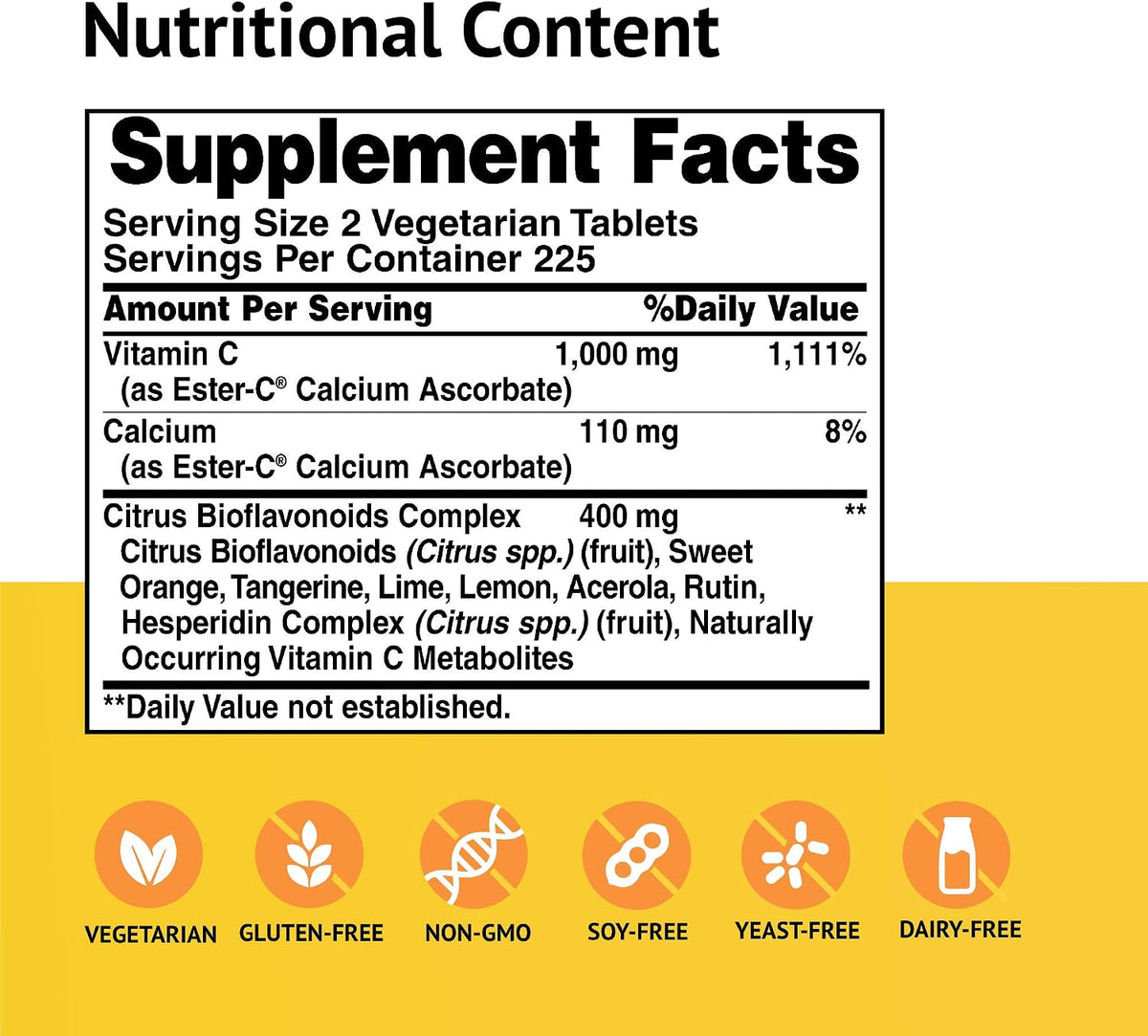 Ester-Vitamin C with Citrus Bioflavonoids 500 mg, 450 Vegan Tablets - görsel 2