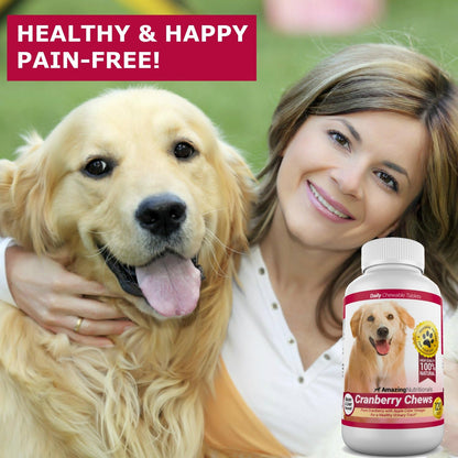 Amazing Nutritionals Cranberry Supplement for Dogs – Urinary Tract & Bladder Support – 120 Cranberry Chews with Apple Cider Vinegar – Bacon Flavour