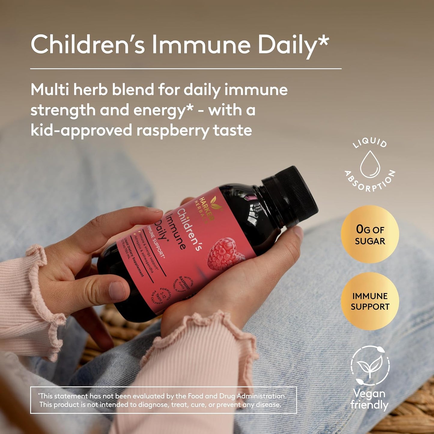 Harker Herbals Children's Immune Daily Syrup - Herbal Health & Energy Support with Astragalus, Codonopsis, Ashwagandha & Liquorice Root, Natural Mint Flavour, Plant-Based (150 ml) - görsel 3
