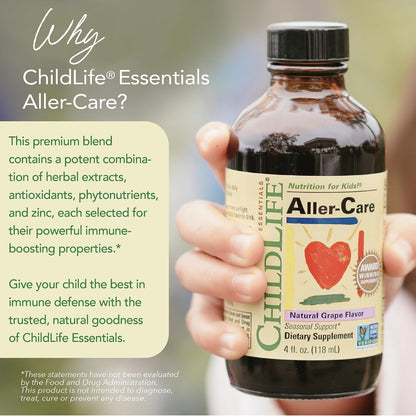 CHILDLIFE ESSENTIALS Aller-Care - Natural Liquid Relief for Children & Toddlers, Seasonal Support Syrup with Elderberry, Zinc, Bromelain & Vitamin C, Immune Support Formula - 118 ml