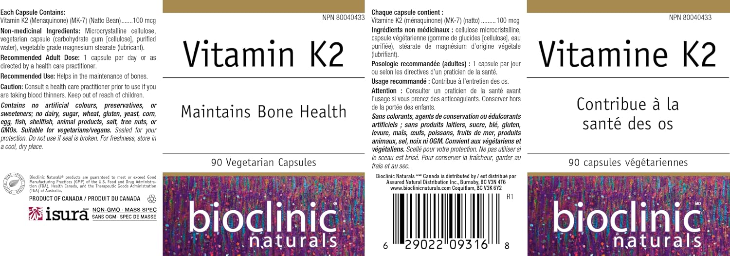 Bioclinic Naturals - Vitamin K2 100 mcg - 90 Vegetarian Capsules - görsel 8