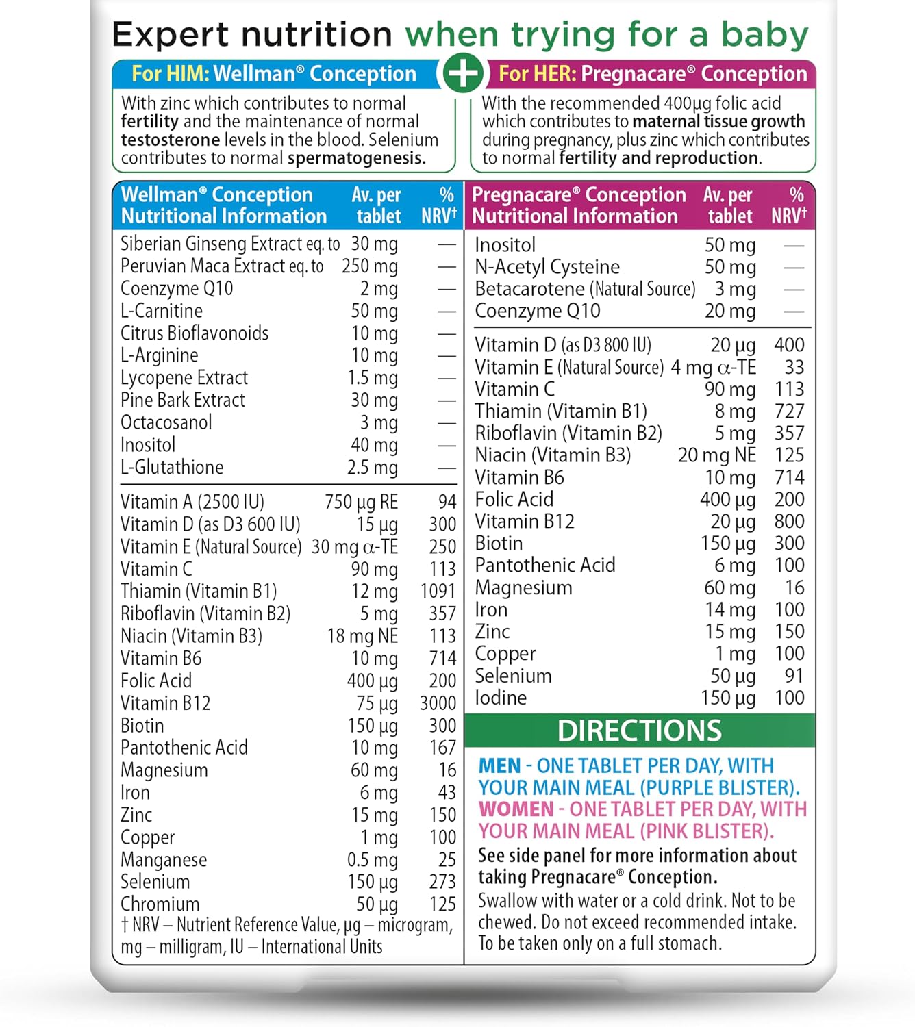 Vitabiotics Pregnacare His & Her Conception - 2x30 Tablets - görsel 6