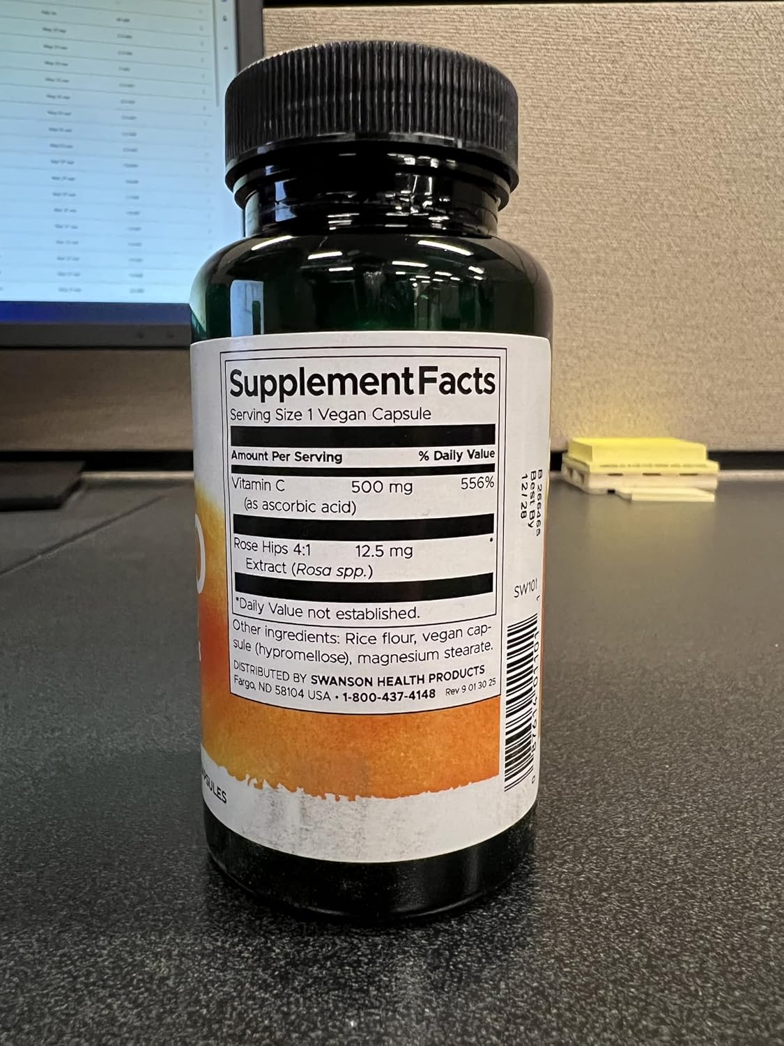 Swanson Vitamin C with Rose Hips, 500 mg, 100 Capsules - görsel 7