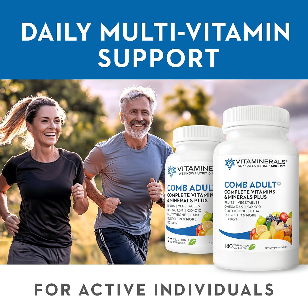 Vitaminerals CombAdult Comprehensive Vitamin & Mineral Formula | Non-GMO | Vegetable Capsules (90) - görsel 8