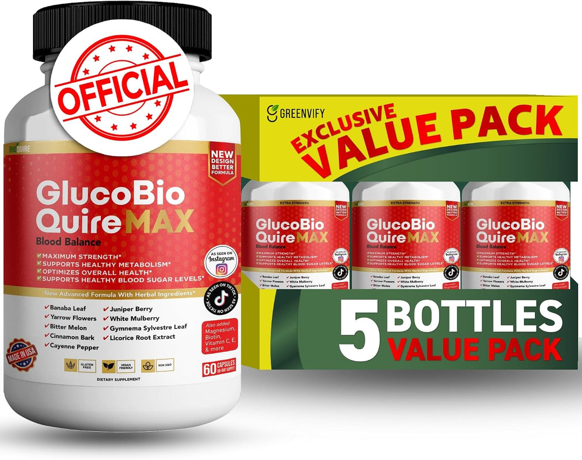Gluco Bio Quire Max Blood Balance Ultra Food Supplement, 60 Capsules - görsel 1