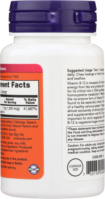 Now Foods Brain B12 Lozenges, 100 Count