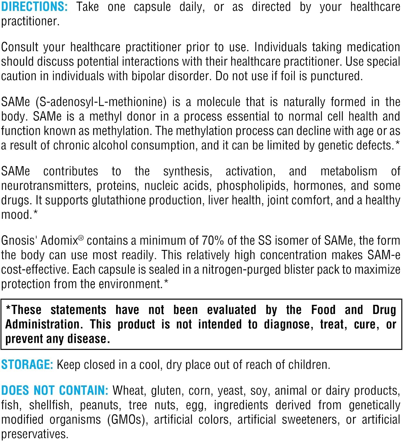 XYMOGEN SAM-e (S-Adenosyl-L-Methionine) - Methylation & Cell Health Support - with Gnosis Adomix SS Isomer - Nitrogen-Sealed Vegan Capsules - 30 Capsules - görsel 4