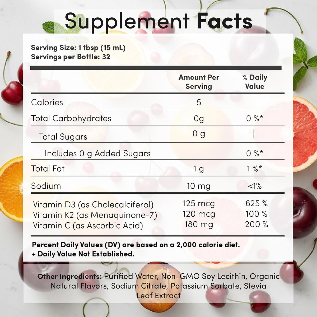 Aurora Nutrascience Mega-Liposomal Vitamin D3/K2+ with Vitamin C, Strawberry, 473 ml - görsel 2