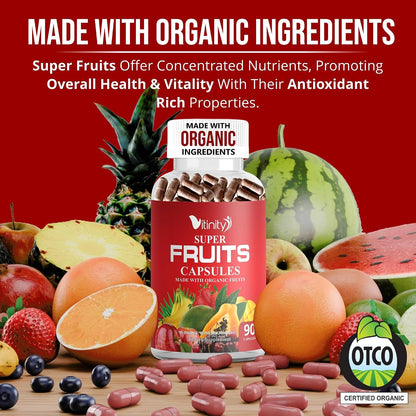 Made with Organic Fruits & Vegetables Capsules - Superfood Supplement for Women and Men - 30-Day Supply