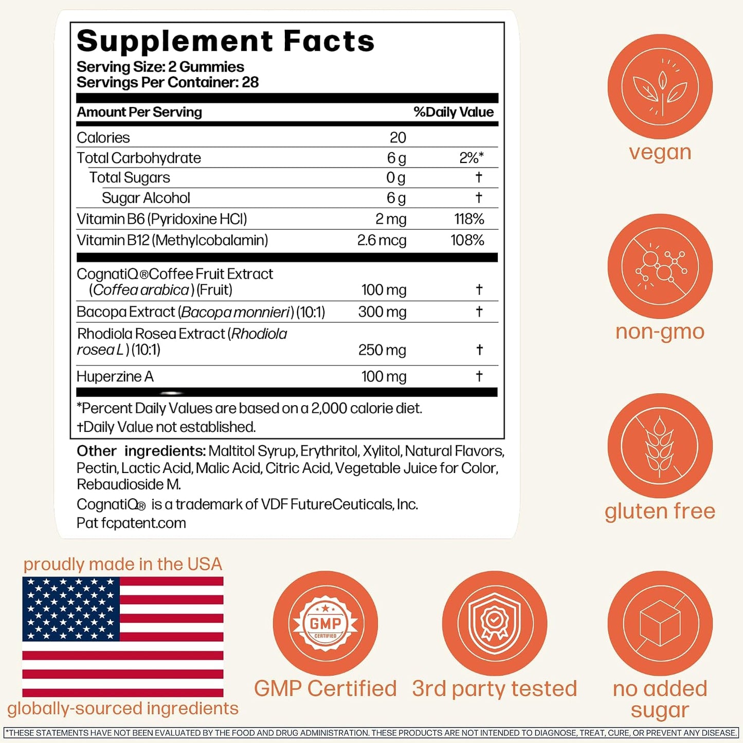 Avantera Elevate Gummies Premium Nootropic Supplement - Beat Brain Fog - Best Focus Supplements for Memory & Focus Support - Energy Without Crash - 56 Gummies for Women & Men - görsel 5