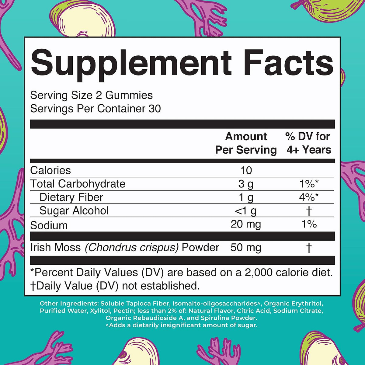 MaryRuth's Organics Sugar Free Irish Sea Moss Gummies for Gut Health and Immune Support, Vegan, Non-GMO, Gluten-free - 60 Count - görsel 2