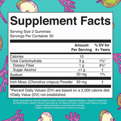 MaryRuth's Organics Sugar Free Irish Sea Moss Gummies for Gut Health and Immune Support, Vegan, Non-GMO, Gluten-free - 60 Count
